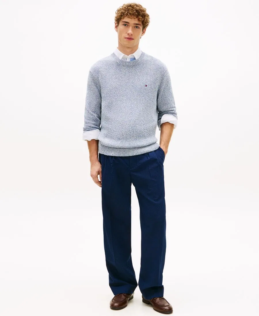 Мужской двухцветный свитер с круглым вырезом из букле Tommy Hilfiger, Blue Jean — фото 2