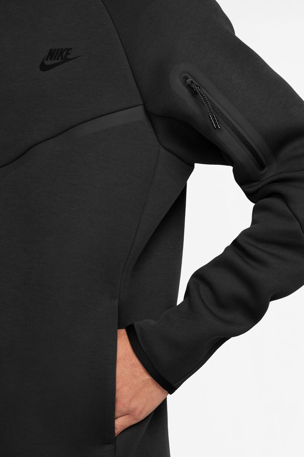 Толстовка с капюшоном из технологического флиса с застежкой молнией Nike, черный — фото 3