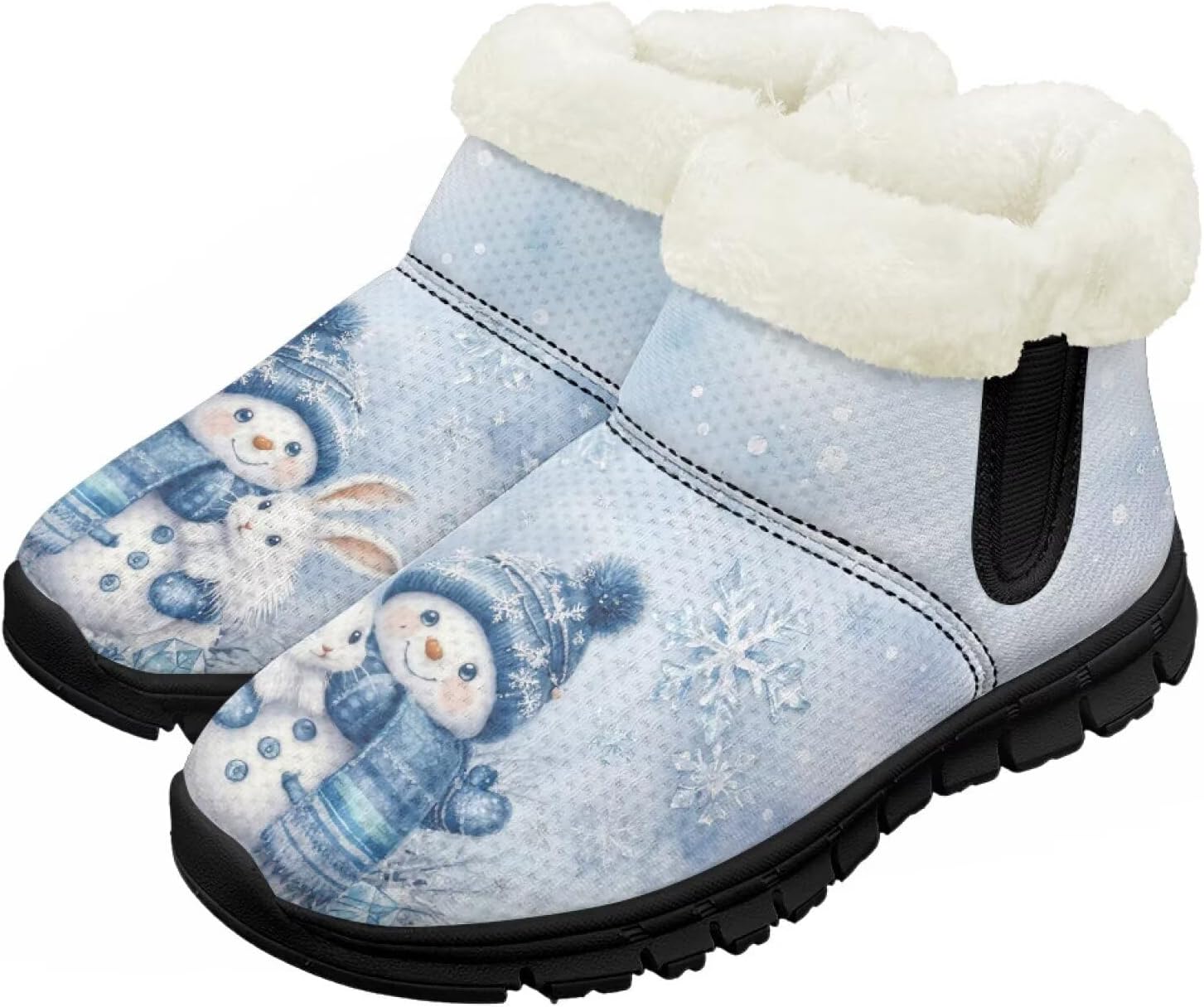 

Мальчики Девочки Зимние теплые ботинки Нескользящие легкие уличные ботинки для ходьбы в холодную погоду Chririnla, Cute Snowman Bunny