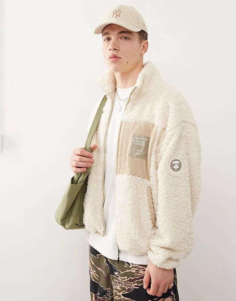 

Флисовая толстовка с логотипом Aape By A Bathing Ape бежевого цвета Aape By A Bathing Ape