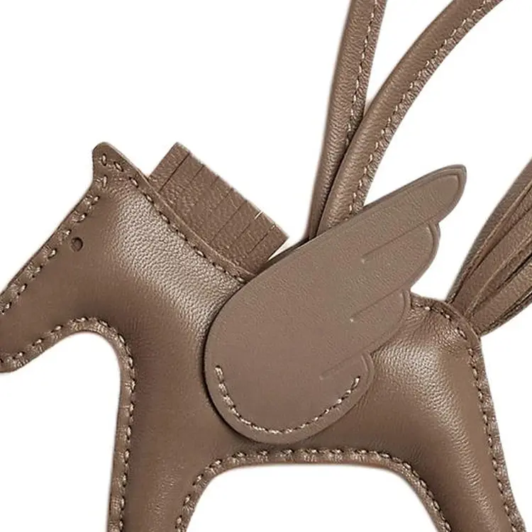 HERMES Подвеска для сумки Rodeo Pegase Milo из ягненка и свифта унисекс слоновая кость, Elephant Gray — фото 2
