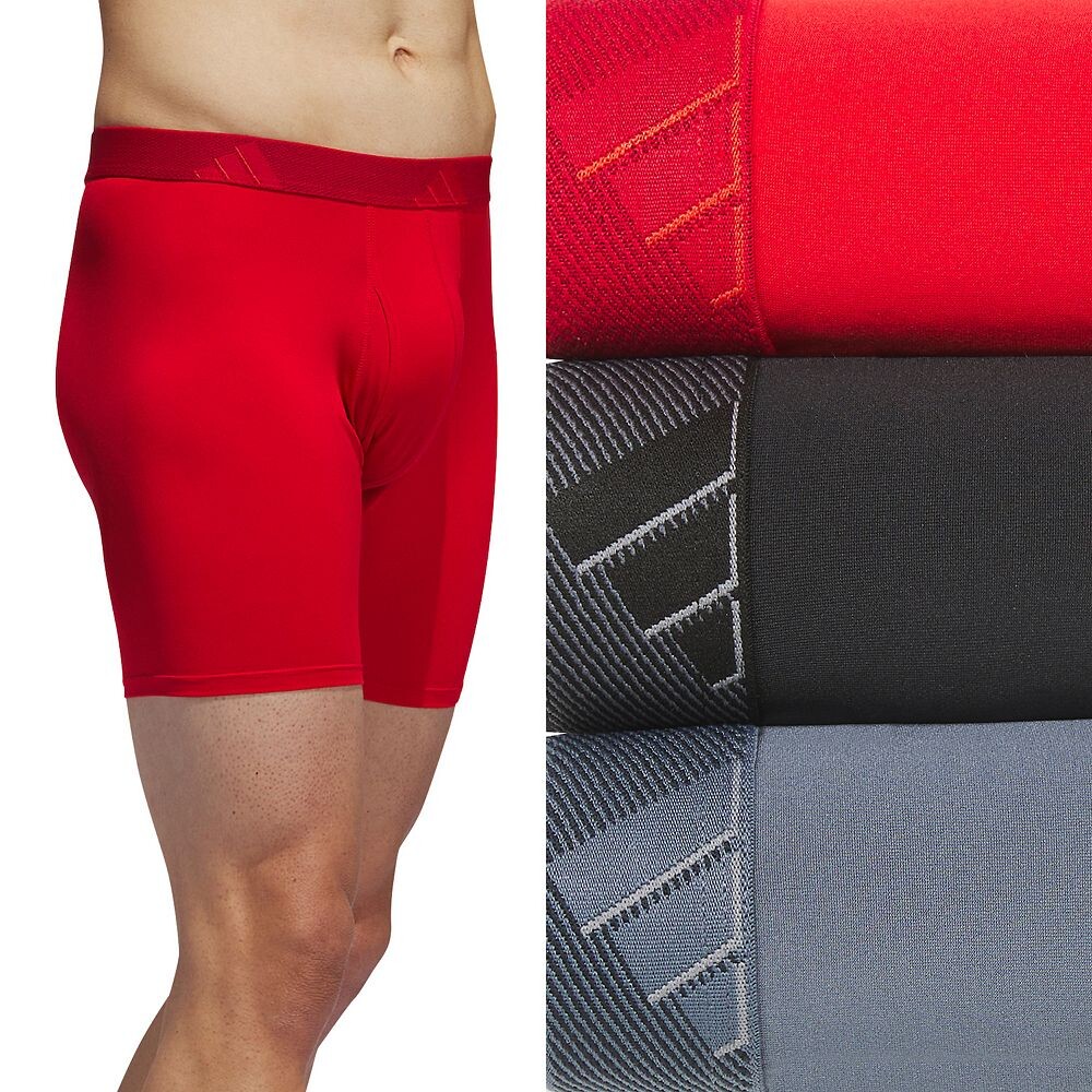 

Мужские трусы-боксеры из микрофибры adidas (3 пары) Adidas, цвет Better Scarlet Black