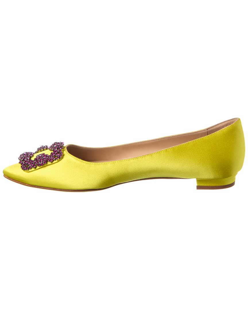 Manolo Blahnik Атласные балетки Hangisi без каблуков, желтый — фото 2