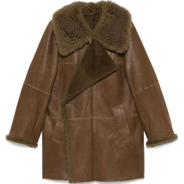 

Асимметричная кожаная куртка Lemaire, коричневый