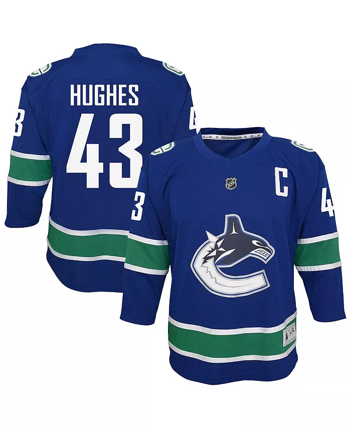 

Футболка игрока Vancouver Canucks альтернативная реплика Quinn Hughes синяя для мальчиков и девочек старшего возраста Outerstuff