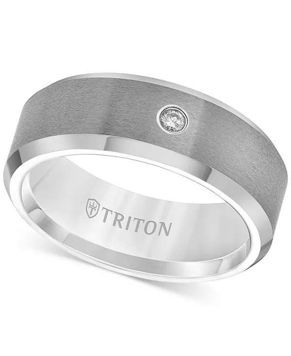 

Мужское обручальное кольцо из карбида вольфрама с одним бриллиантом Triton, tungsten