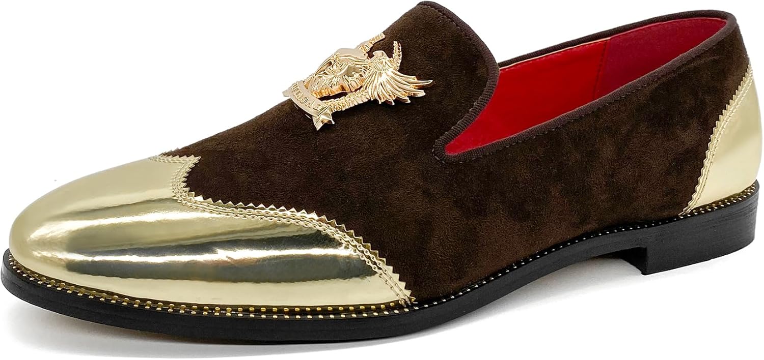 

Мужские блестящие лоферы CMM, блестящие туфли-слипоны, роскошные сверкающие лоферы с заклепками, Brogue Brown