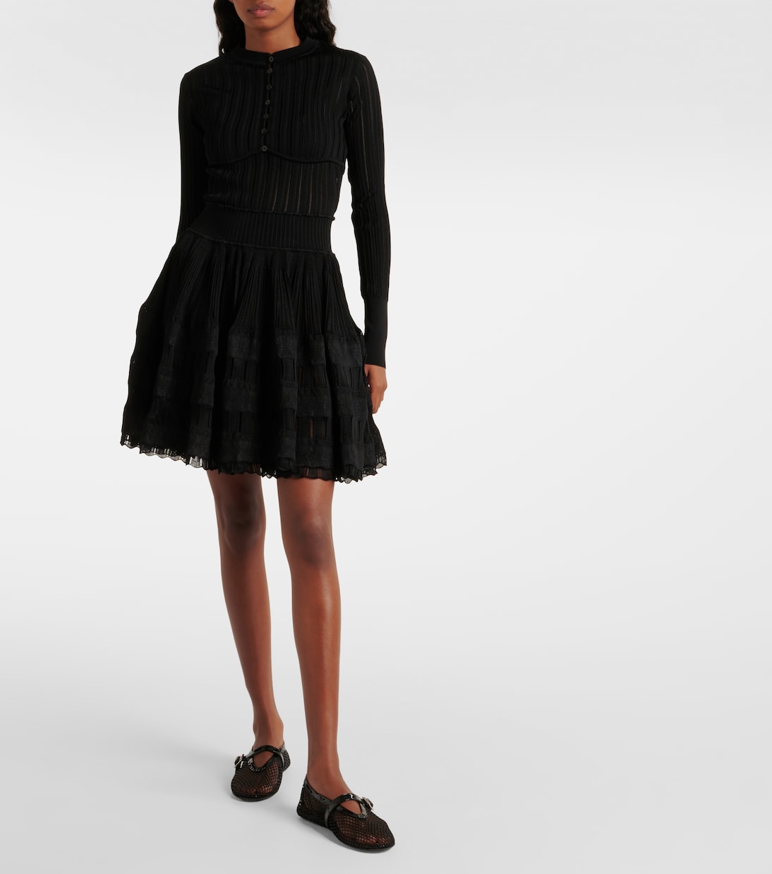 Укороченный кардиган ребристой вязки Alaïa, Noir Alaia — фото 2