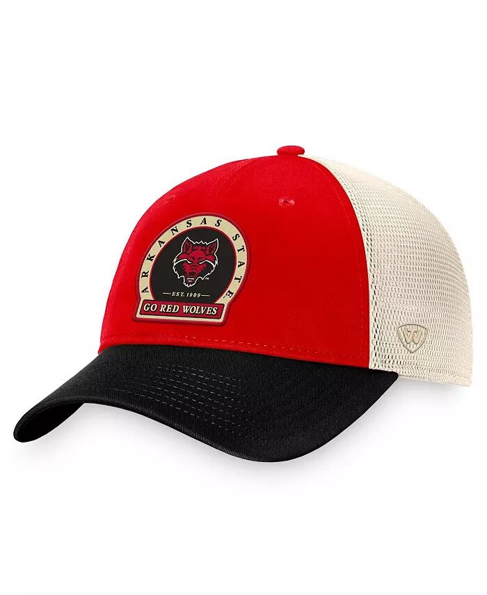 

Мужская регулируемая шляпа Scarlet Arkansas State Red Wolves Refined Trucker Top Of The World, черный