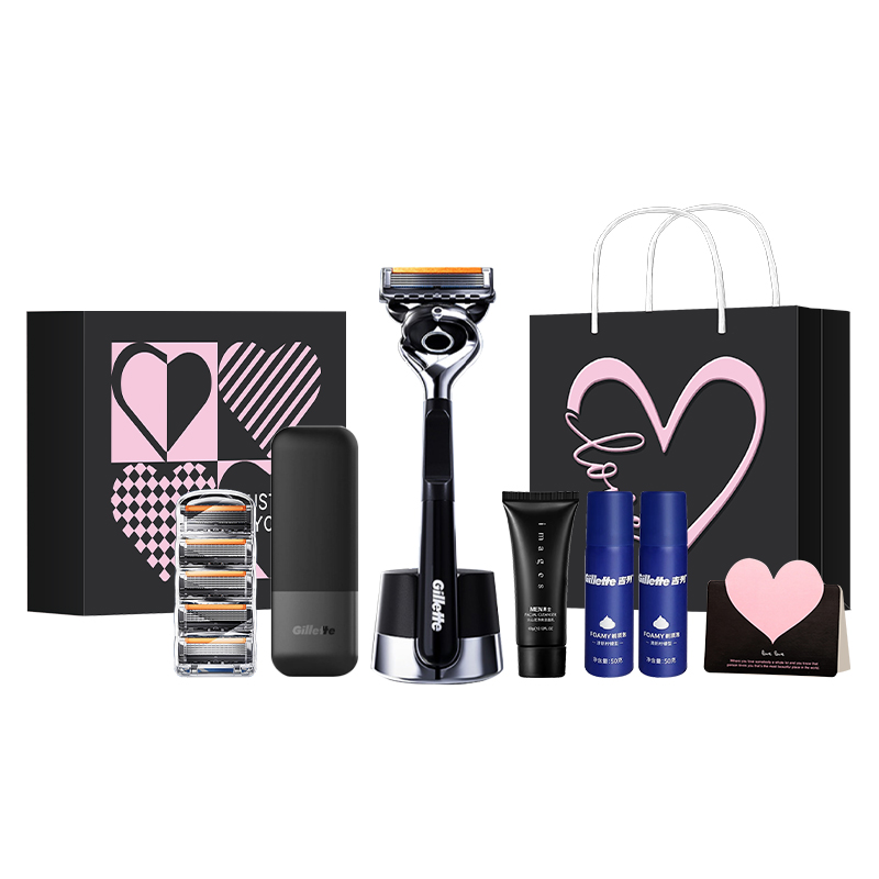 

Ручная бритва для всего тела с 5 лезвиями, скрытыми лезвиями, гладким и магнитным боксом, 1 ручка, 5 лезвий + магнитная подставка Gillette, серебристо-черный