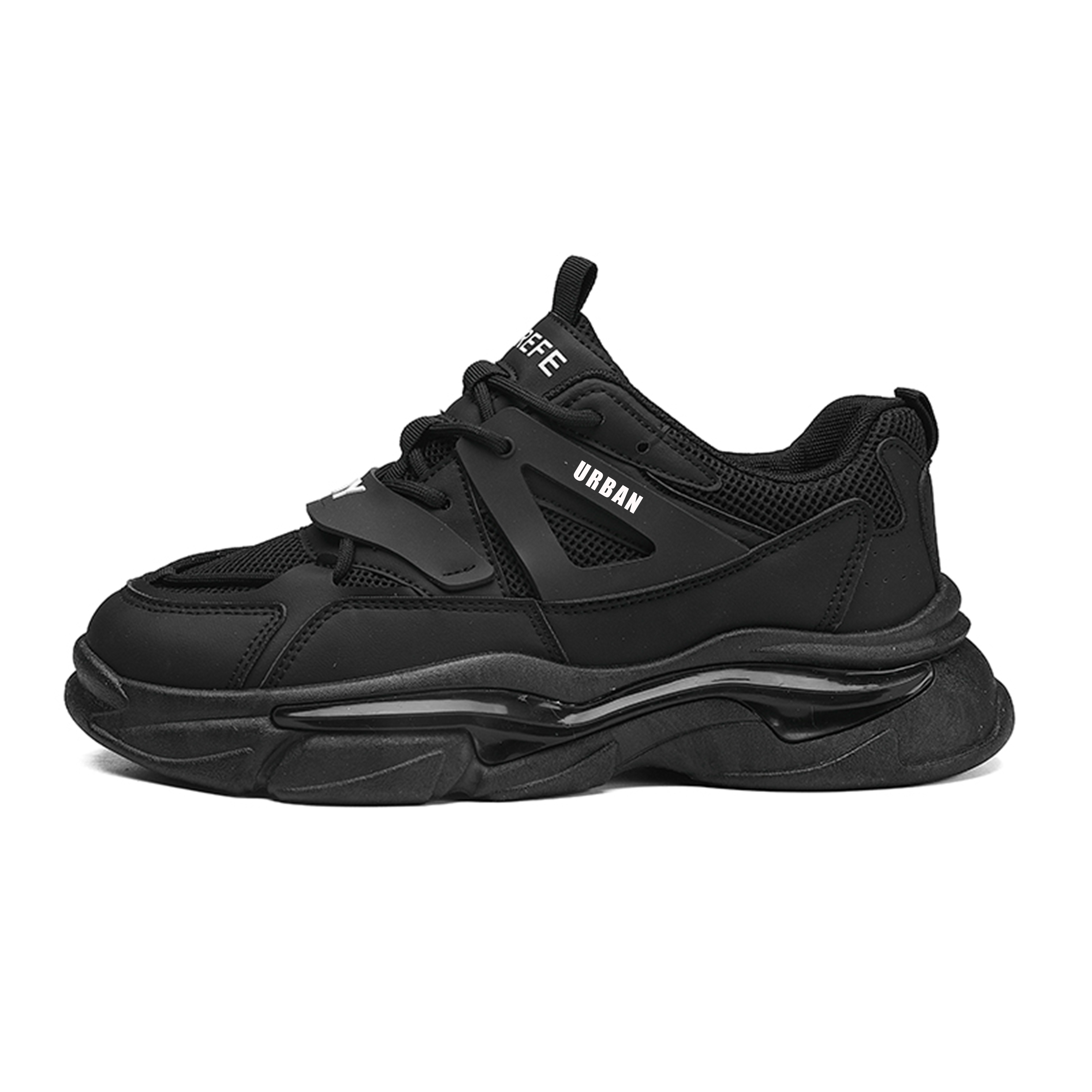 

URBAN AUTHENTIC Амортизирующие износостойкие дышащие утолщенные низкие кроссовки для мужчин с эффектом увеличения роста черные, цвет Black