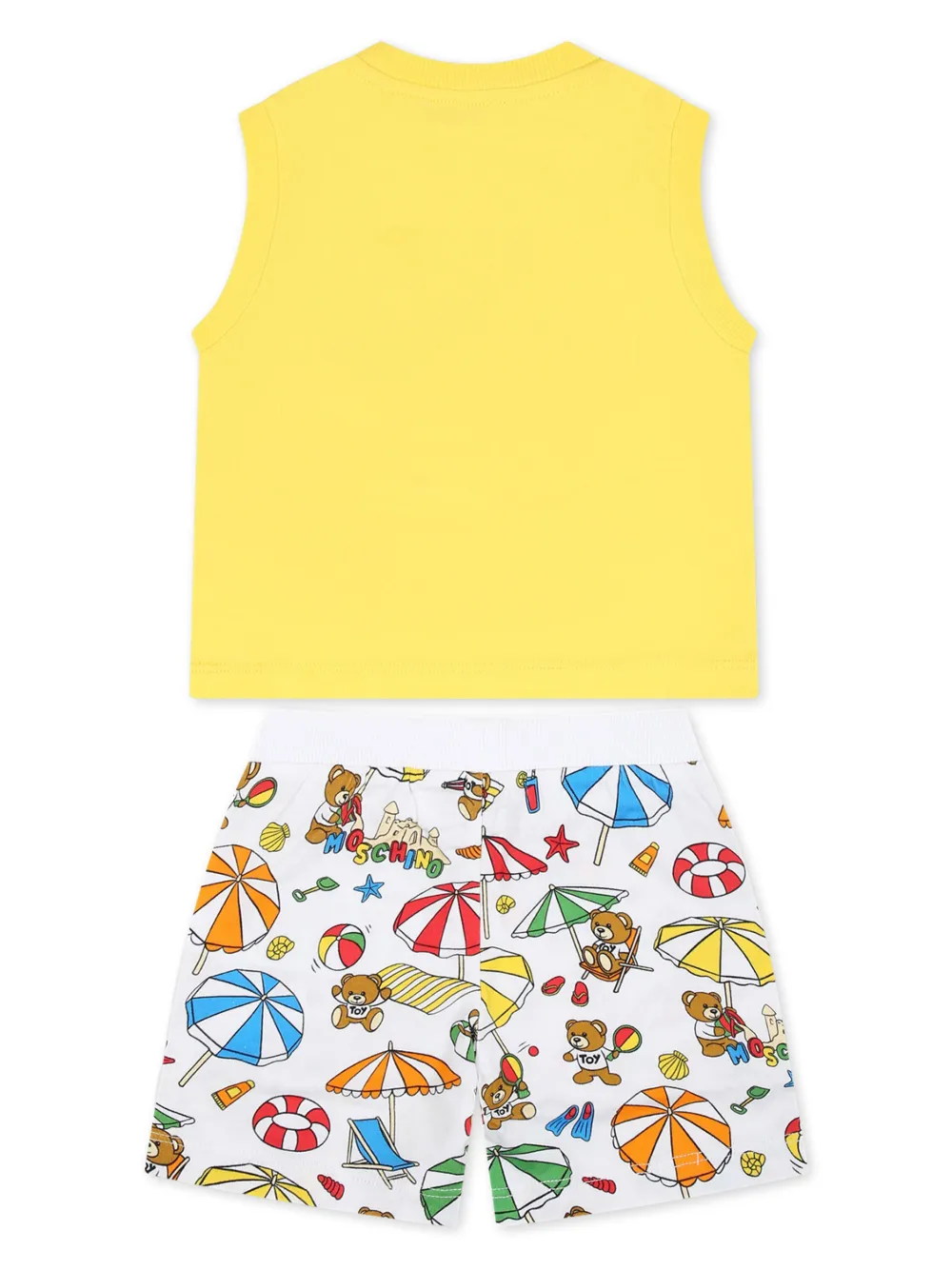 Комплект из футболки и шортов с графичным принтом Moschino Kids, желтый — фото 2