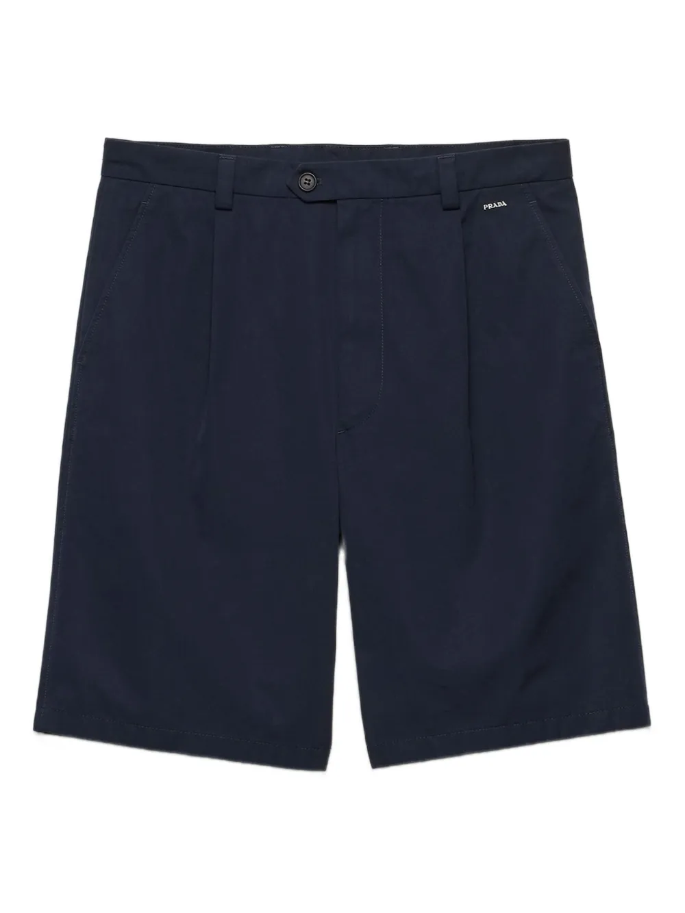 

Шорты с вышитым логотипом и складками Prada, синий