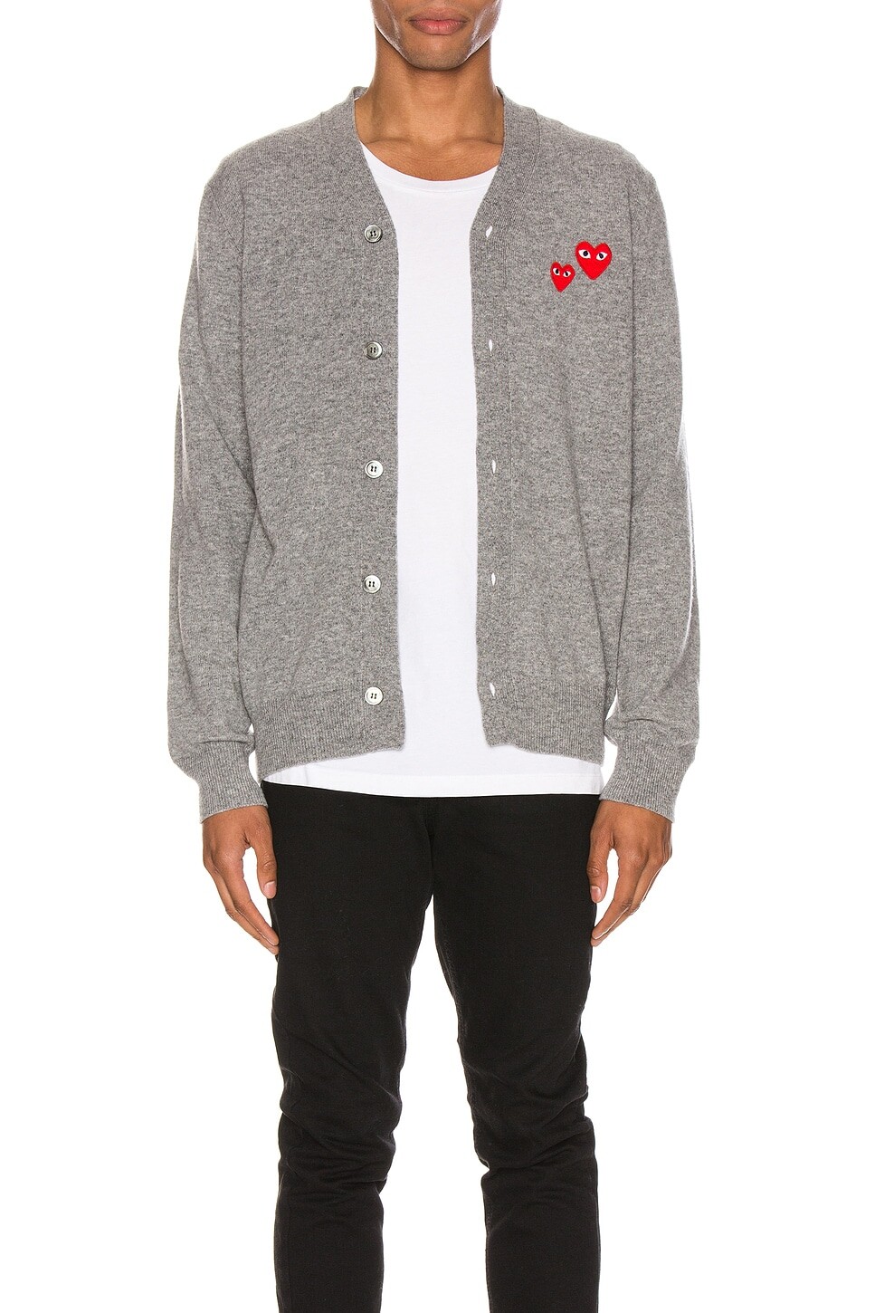 

Кардиган с несколькими сердечками Comme Des Garcons Play, серый