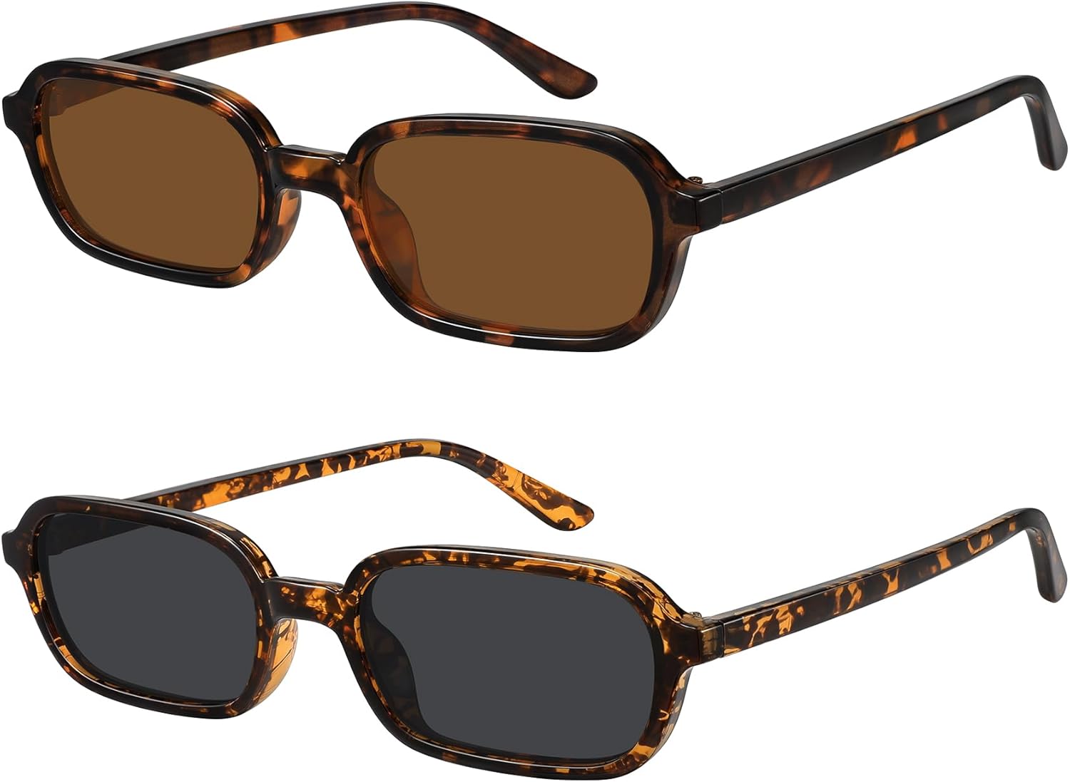

Солнцезащитные очки WOWSUN в стиле ретро, ​​прямоугольные, женские, маленькие, модные, в стиле 90-х, защита от УФ-излучения UV400, 2 Pack: Leopard Frame Grey Lens+tortoise Frame Brown Lens