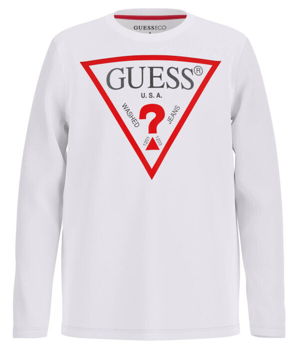 

Лонгслив детский Guess с фирменным принтом, белый