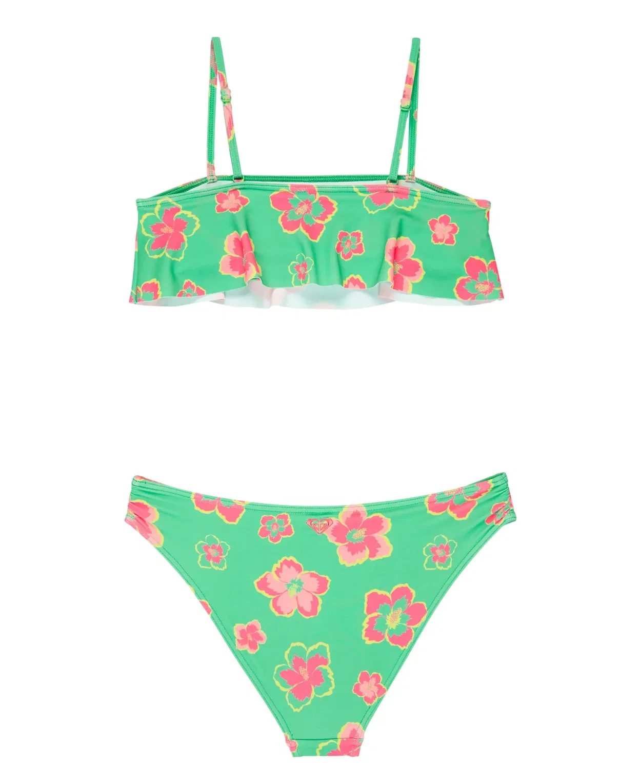 Детский бикини-сет ROXY TROPICOOL FLUTTER SET с принтом гибискус, зеленый — фото 3