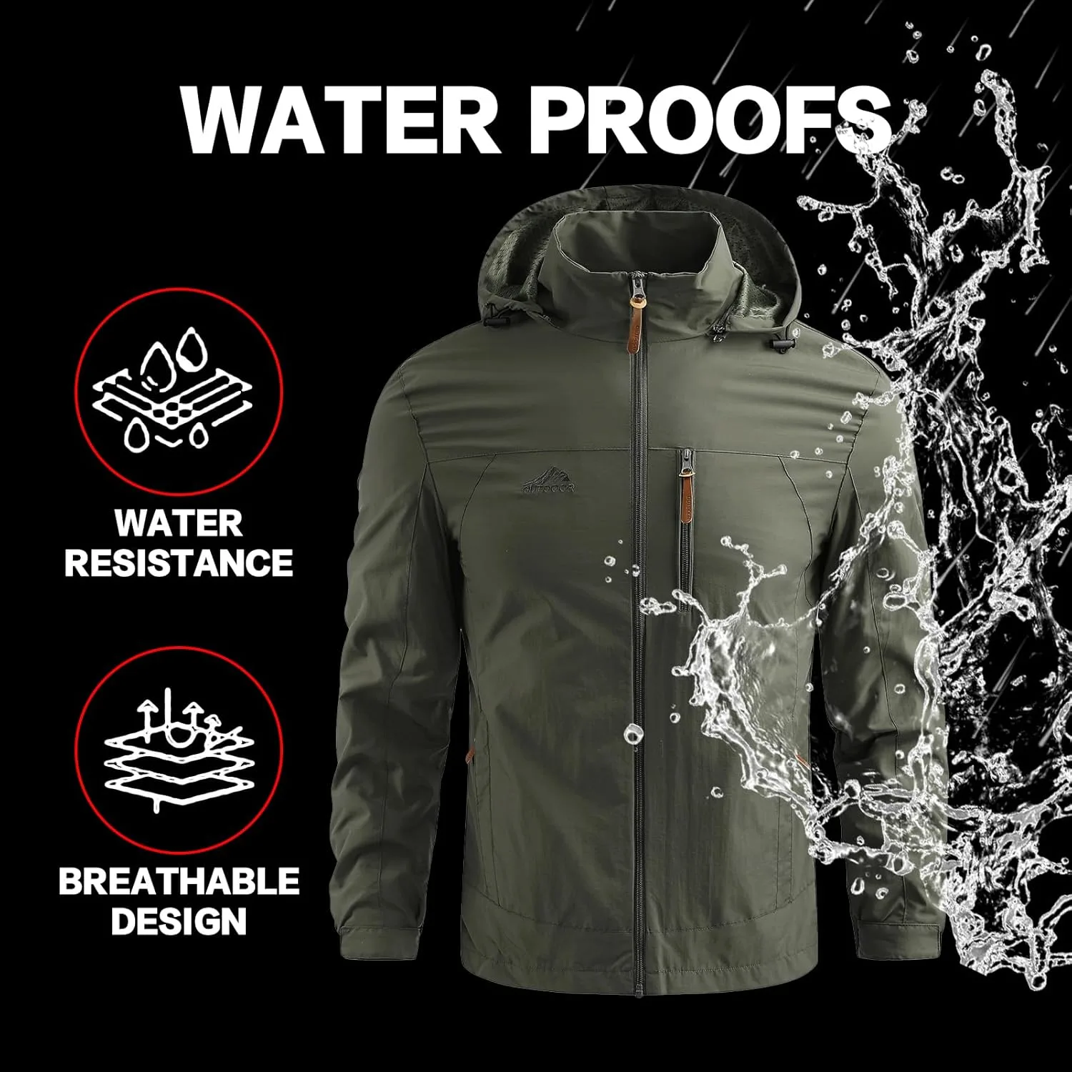 Куртка Custom Jacket Add Your Own для мужчин, легкая водонепроницаемая дождевик на молнии с карманом Generic, синий — фото 4