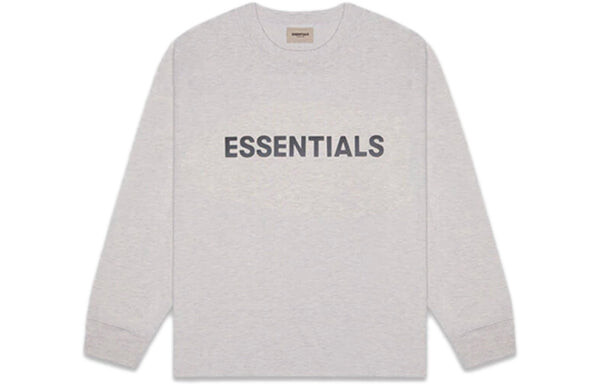 Футболка fw20 long sleeve logo tee 'heather oatmeal' Fear Of God Essentials, серый — фото 2