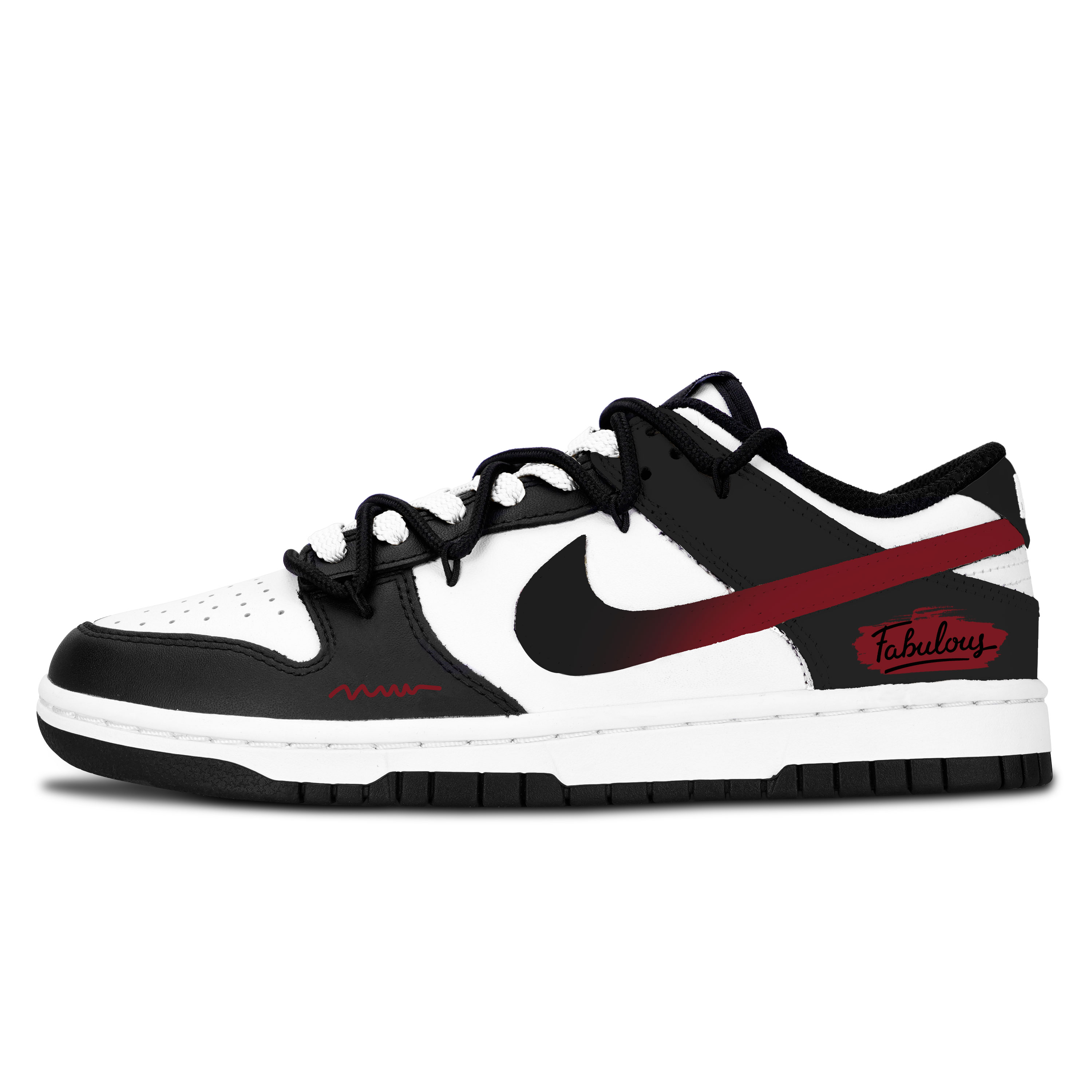 

Nike Dunk Black White, Black Crimson Radiance Abrasion Resistant Low top Skateboard Shoes Unisex Red
