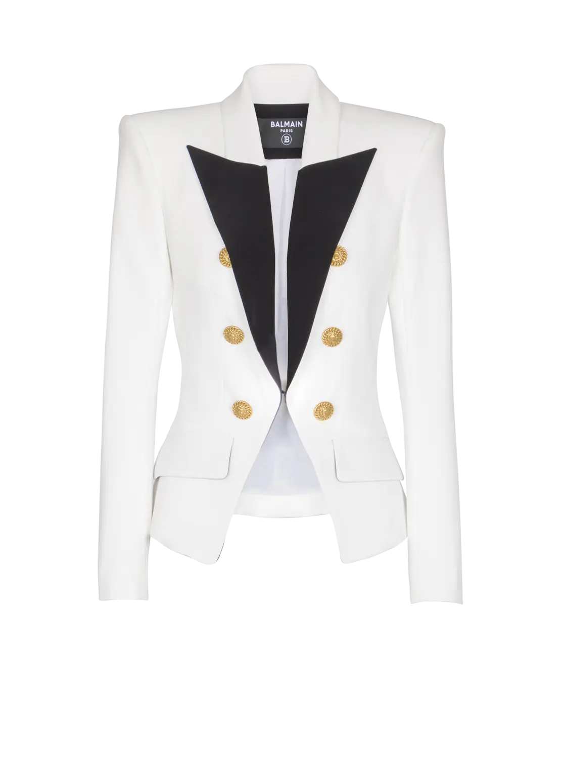 

Двухцветный жакет на шести пуговицах Balmain, белый