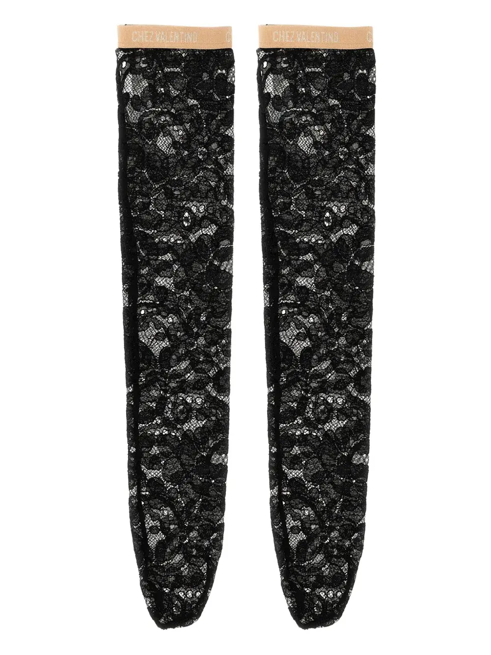 

Носки с кружевной отделкой и логотипом Valentino Garavani, черный