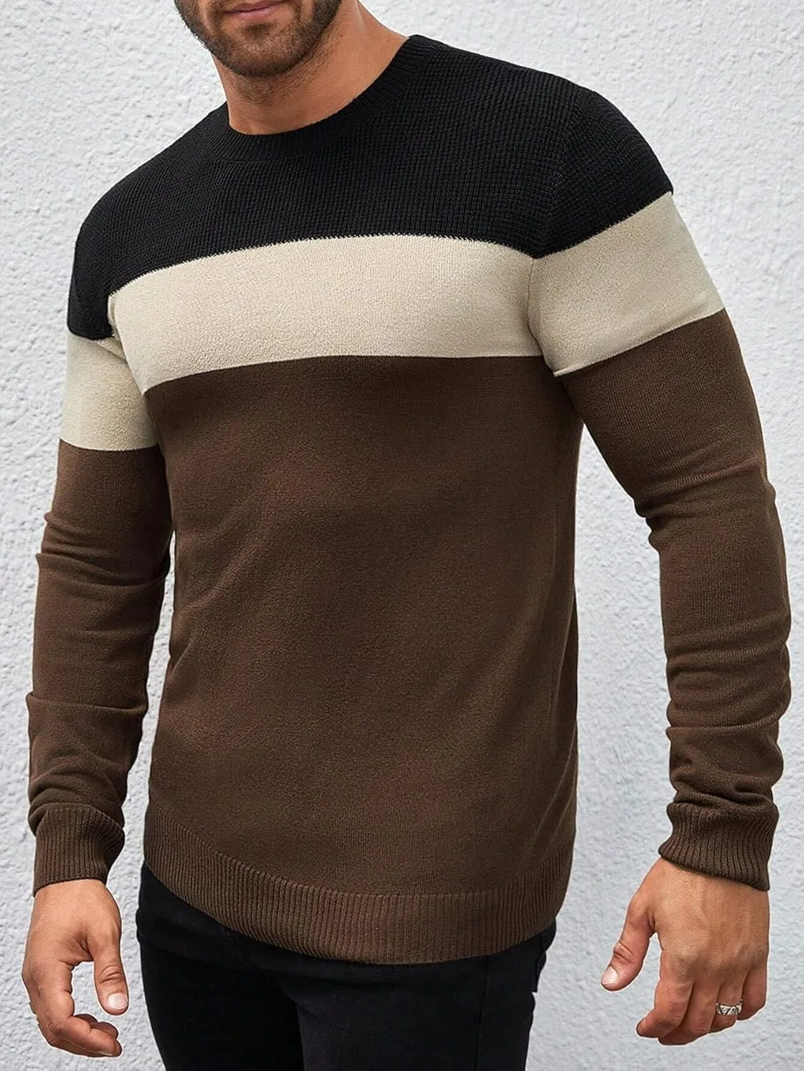 Мужской свитер Casual с длинным рукавом и зауженным кроем — фото 4