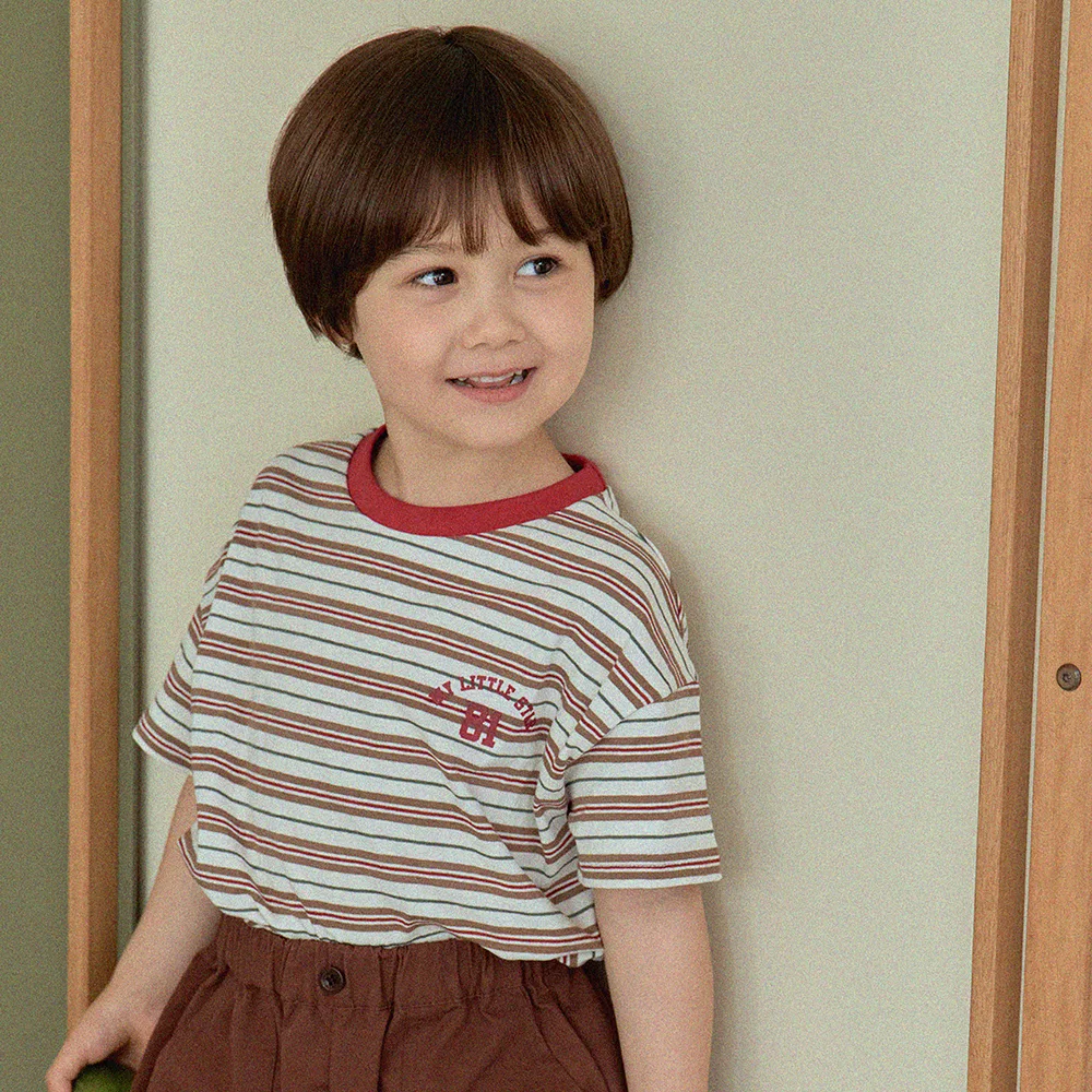 Детская футболка Little Stripe цвета хаки от My Little Star