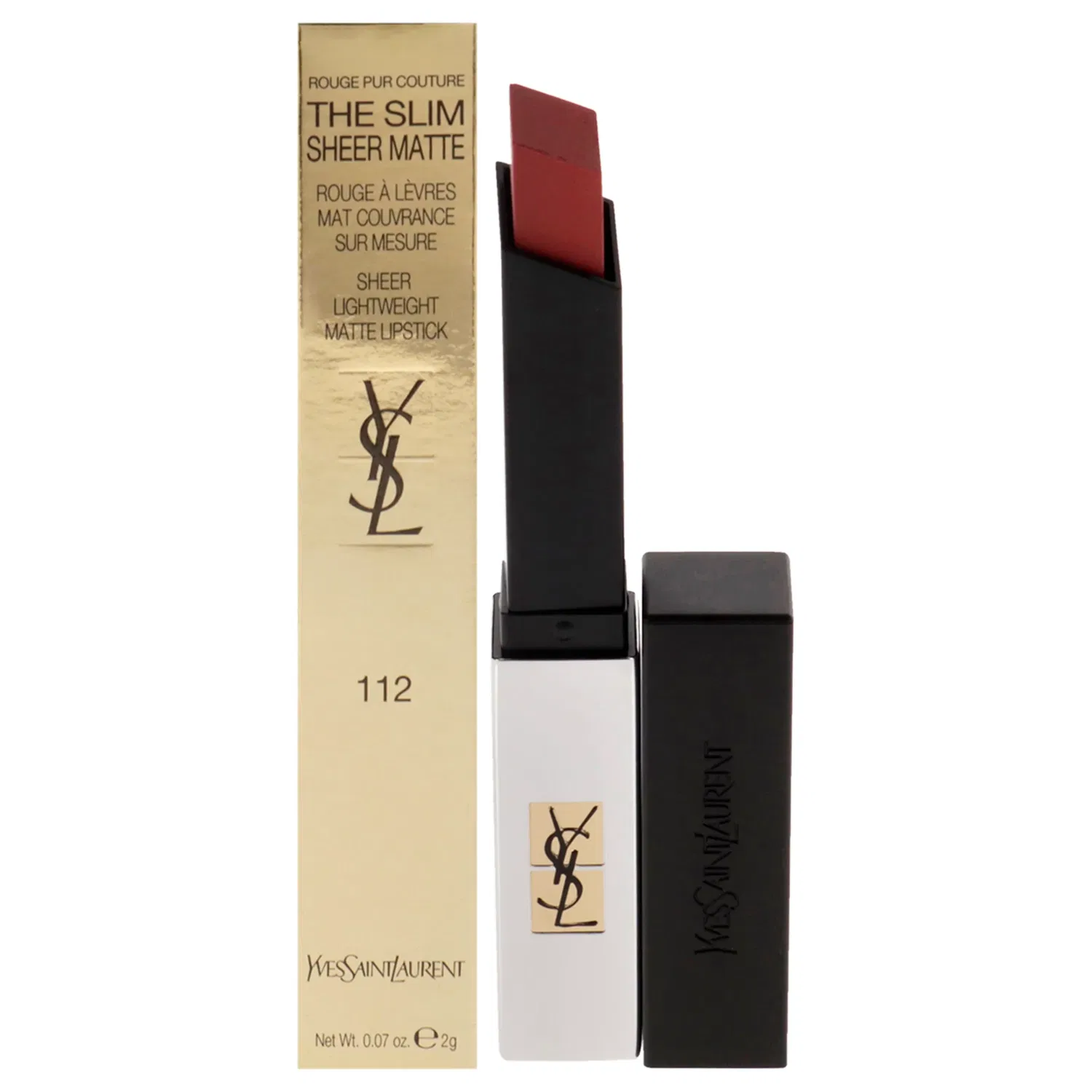 Матовая полупрозрачная помада Rouge Pur Couture The Slim Sheer Matte Lipstick - 112 Raw Rosewood от Yves Saint Laurent для женщин - 0,07 унции