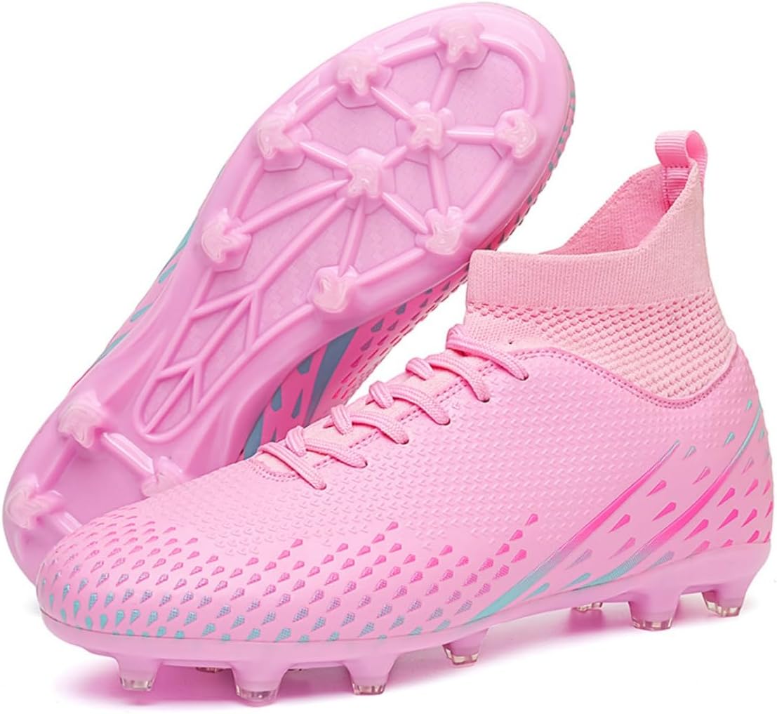 

Легкие профессиональные футбольные бутсы с синтетическим верхом и эластичным поддерживающим воротником для лодыжки, для мужчин и женщин, для тренировок, матчей и игры на искусственном поле, удобная посадка Zixcplaz, розовый