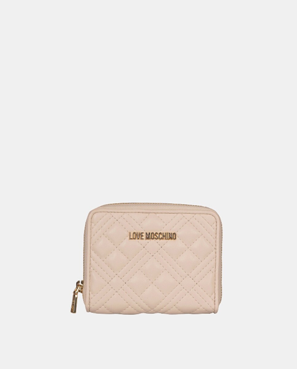 

Маленький кошелек цвета экрю на молнии Love Moschino