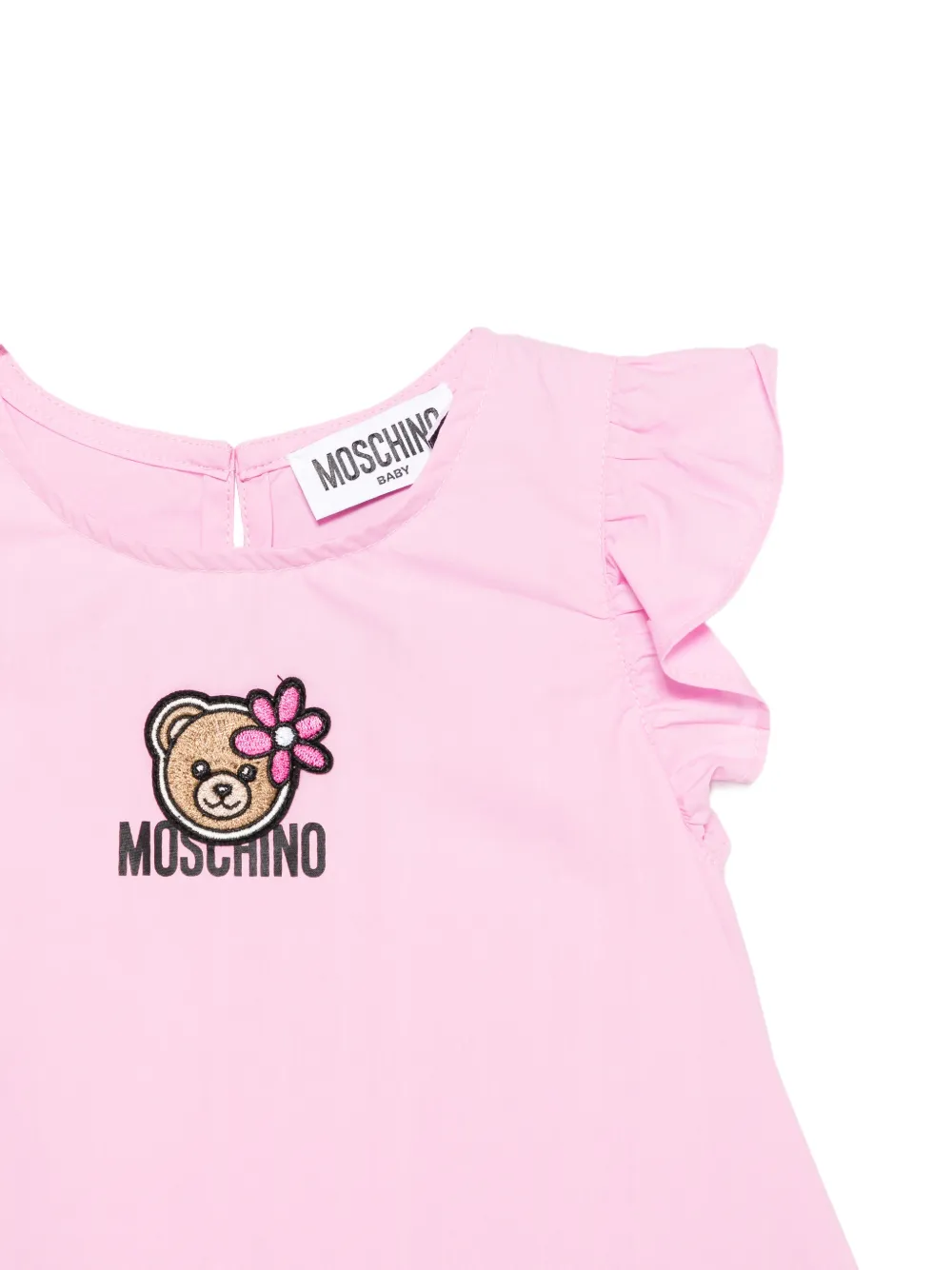 Платье с оборками и принтом с логотипом Moschino Kids, розовый — фото 3