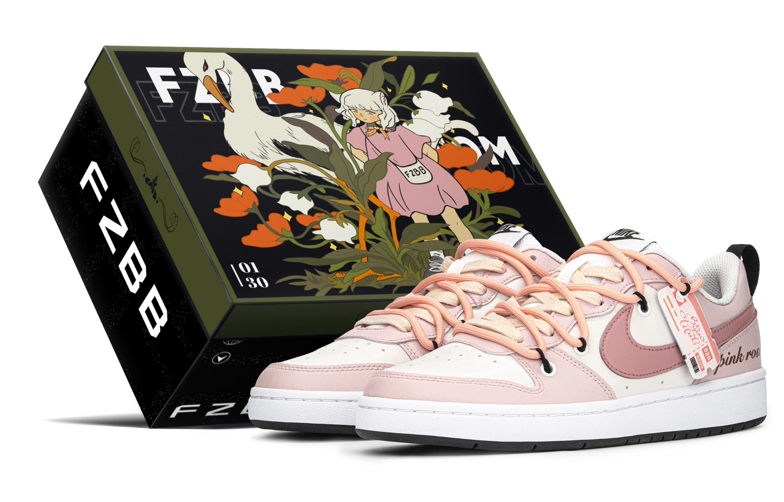 

Кроссовки Nike Court Borough Series Skateboard Shoes Women's Low-Top Beige Pink