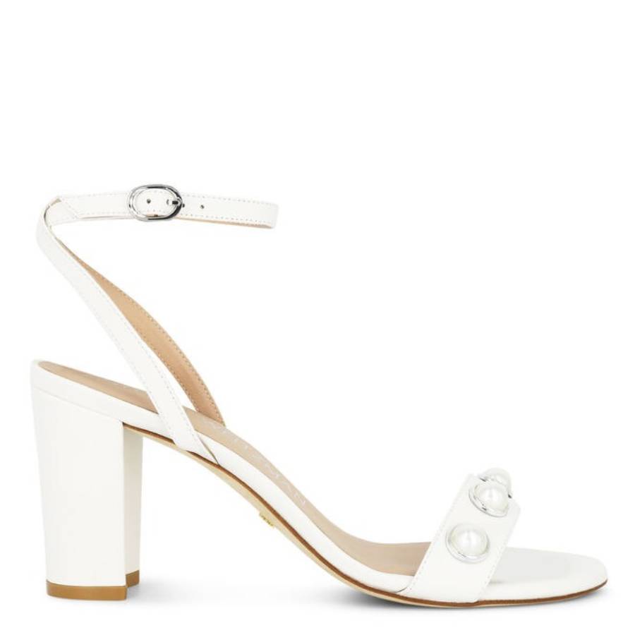 Stuart Weitzman Nearlybare Portia 85 Кожаные сандалии, белый