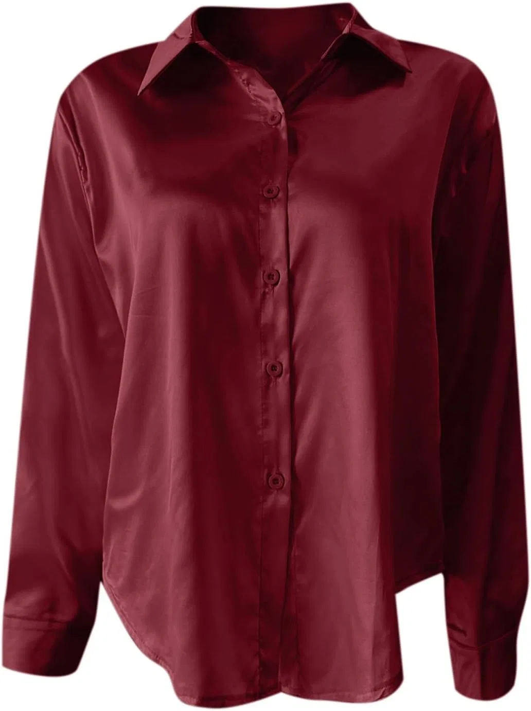 Блуза из сатина, button-down, женская, винный — фото 3