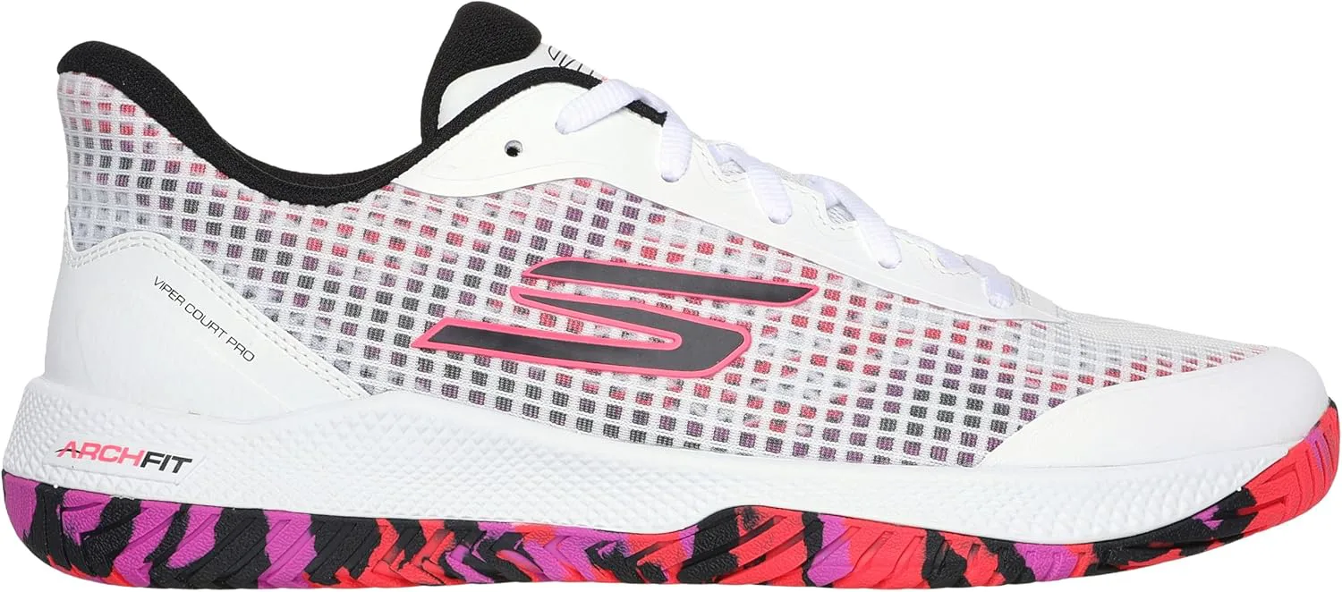 Кроссовки Skechers Viper Court для мужчин - спортивная обувь для игры в пинг-понг и pickleball с поддержкой свода стопы, для использования внутри и на улице, белый/розовый — фото 4