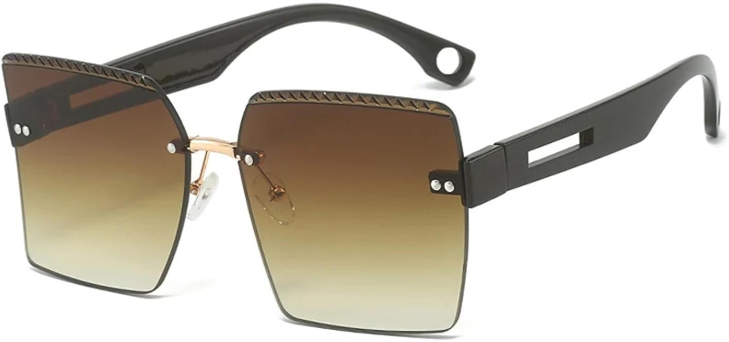 

Солнцезащитные очки без оправы для женщин и мужчин, роскошные, для активного отдыха, спорта, летние, для путешествий, с защитой от УФ-излучения UV400 TKKTLLT, Black Tea