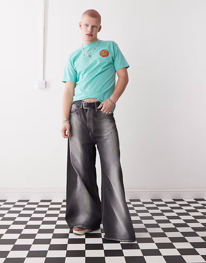 

Футболка с принтом логотипа в горошек на спине, синего цвета Santa Cruz