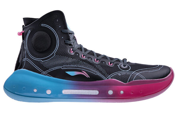 Кроссовки Li-Ning Yu Shuai 14 Beng High Basketball Professional Competition Shoes Miami Black/Blue/Pink, черный — фото 2
