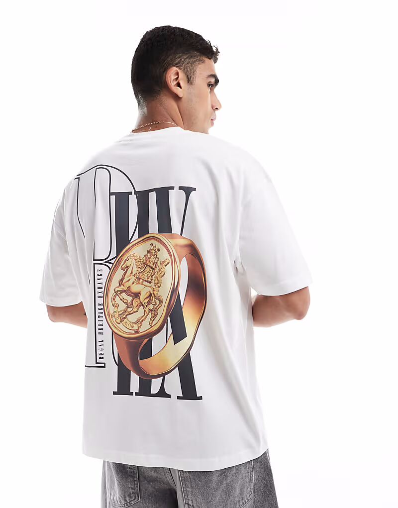 

Футболка свободного кроя ASOS DESIGN с рисунком кольца белого цвета