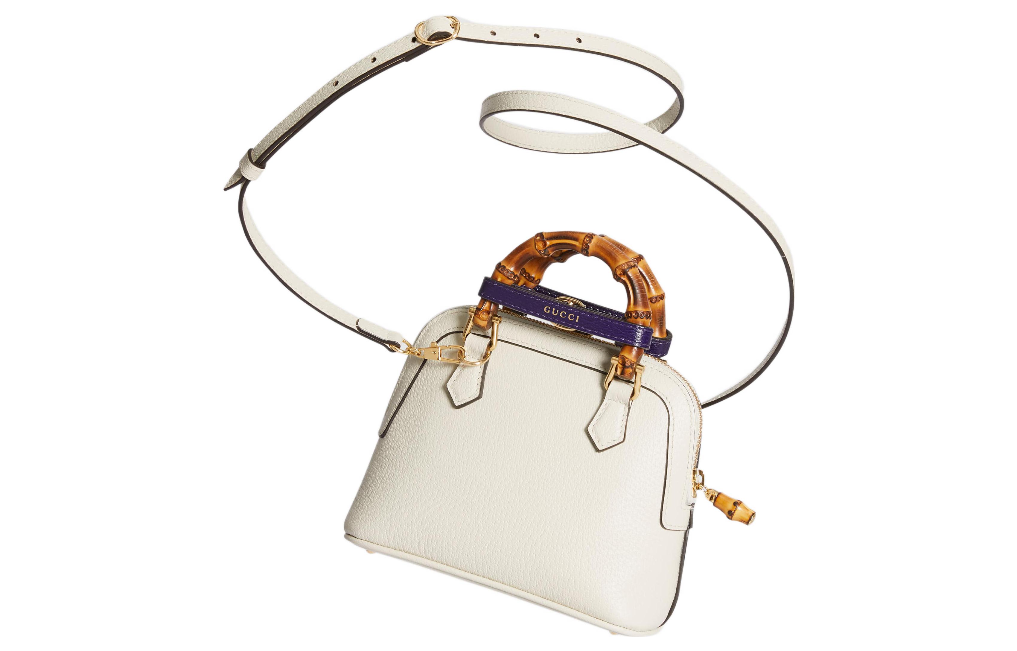 Женская кожаная сумка Gucci Diana кроссбоди мини белая — фото 3