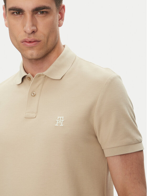 Рубашка поло стандартный крой MW0MW33167 Tommy Hilfiger, бежевый — фото 4