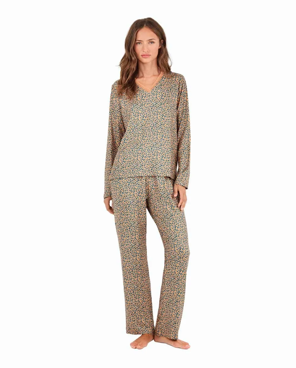 

Женская пижама с животным принтом, кружевом и регулируемыми брюками Gisela, мультиколор