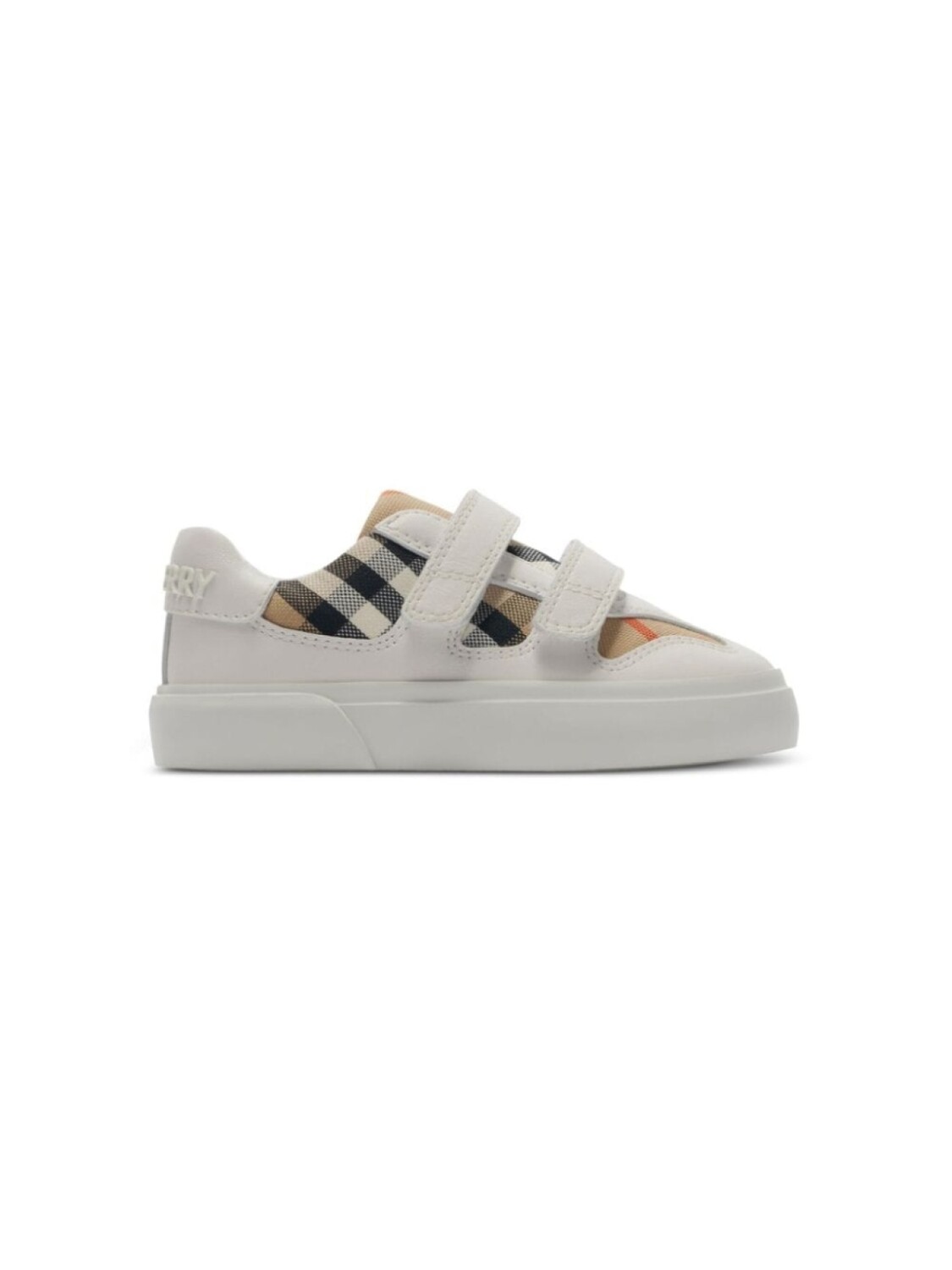 

Кроссовки из хлопковой кожи в клетку Burberry Kids, белый