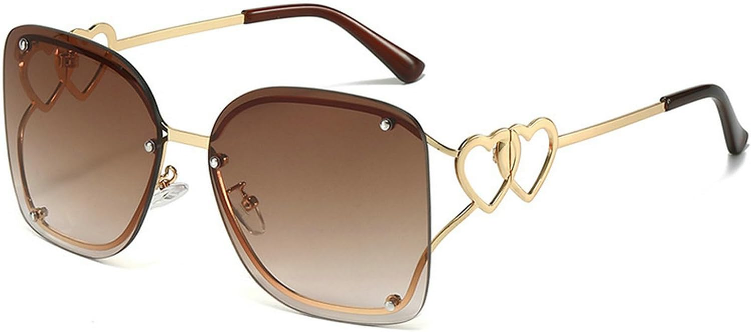 

Женские квадратные солнцезащитные очки без оправы 2025 года, роскошные винтажные солнцезащитные очки большого размера с градиентным переходом цвета, модные без оправы, защита от УФ-излучения UV400 mincl, Brown