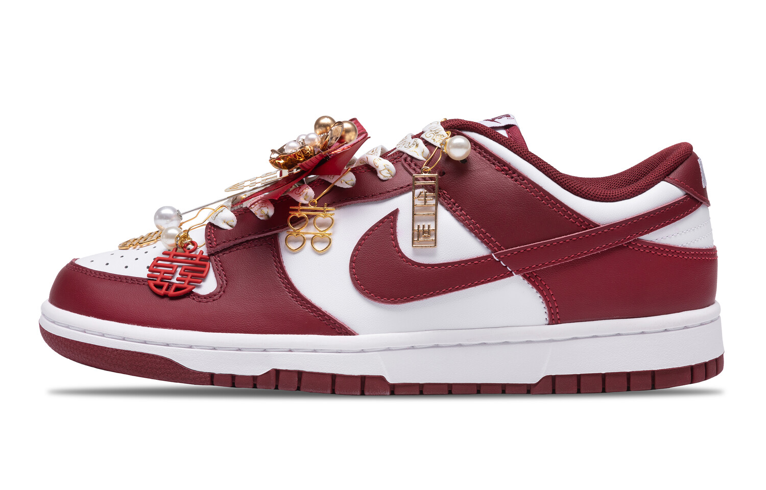 

Кастомизированные кроссовки Nike Dunk Skateboarding Men, красный/белый/золотой