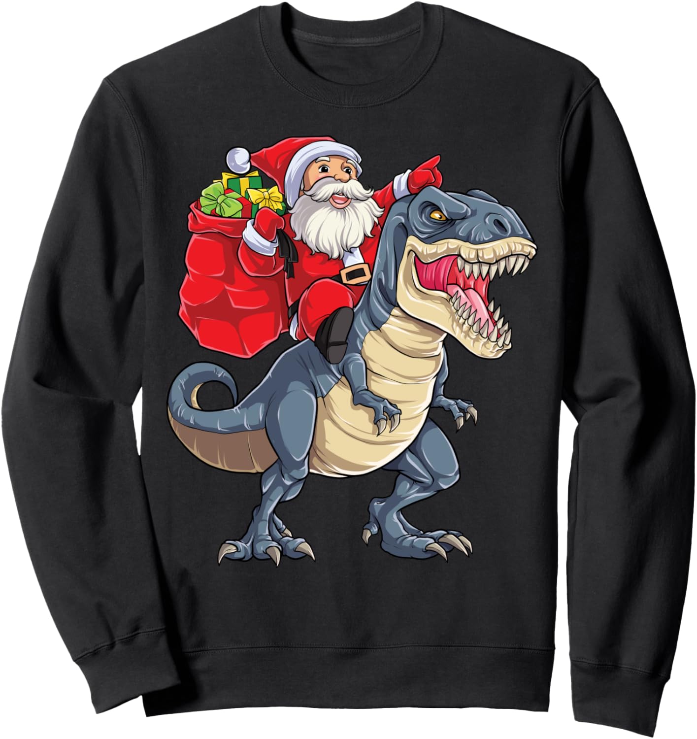 

Рождественская толстовка с изображением Санты верхом на динозавре Тираннозавре Рексе. Подарки на Рождество для мужчин и женщин Most Wonderful Christmas Co, черный