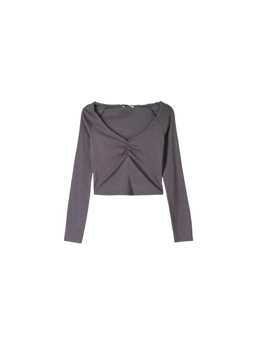 

Лонгслив Bershka Shirt, темно-серый
