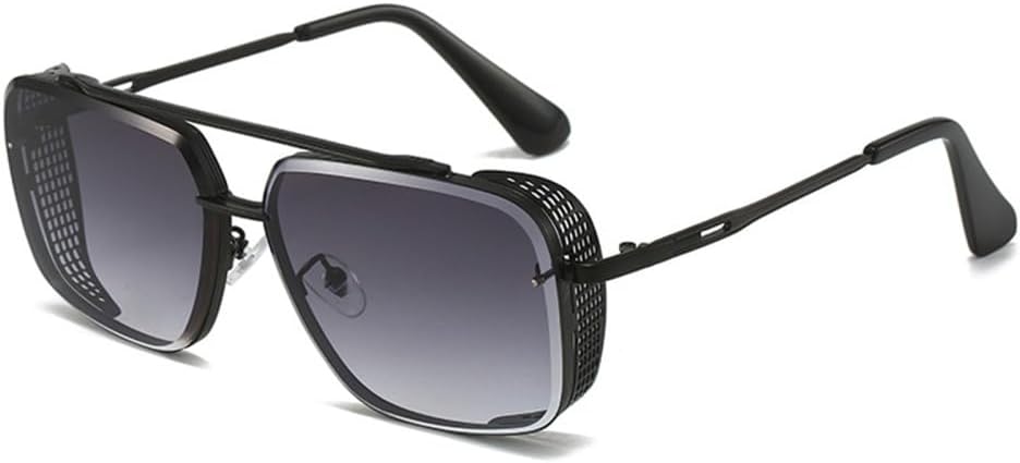 

Солнцезащитные очки в стиле стимпанк для мужчин, винтажные солнцезащитные очки для мужчин, ретро-очки без оправы в стиле панк, солнцезащитные очки-маска с защитой от УФ-излучения UV400 LANGSER, C1 Black Gray