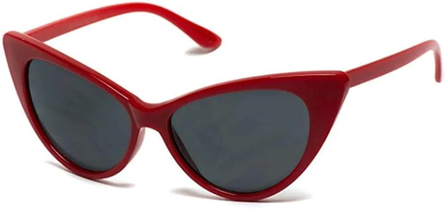 

AStyles - Солнцезащитные очки Super Cateyes в винтажном стиле, модные, в стиле модерн, с высокой заостренной оправой в форме «кошачьих глаз», в горошек, Red